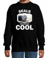 Dieren grijze zeehond sweater zwart kinderen seals are cool trui jongens en meisjes
