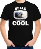 Dieren grijze zeehond t-shirt zwart kinderen seals are cool shirt jongens en meisjes