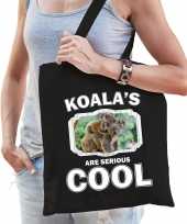 Dieren koala tasje zwart volwassenen en kinderen koalas are cool cadeau boodschappentasje