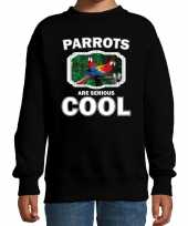 Dieren papegaai sweater zwart kinderen parrots are cool trui jongens en meisjes