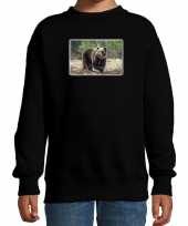Dieren sweater trui met beren foto zwart voor kinderen
