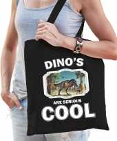 Dieren t rex dinosaurus tasje zwart volwassenen en kinderen dinosaurs are cool cadeau boodschappen