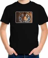 Dieren t-shirt met tijgers foto zwart voor kinderen