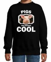 Dieren varken sweater zwart kinderen pigs are cool trui jongens en meisjes