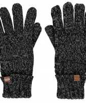 Donkergrijs gemeleerde gebreide handschoenen met fleece voering voor kinderen