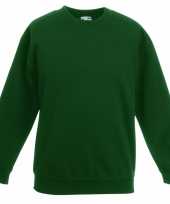 Donkergroene katoenmix sweater voor jongens