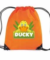 Ducky de eend rugtas gymtas oranje voor kinderen
