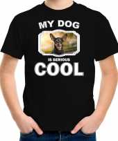 Dwergpinscher honden t-shirt my dog is serious cool zwart voor kinderen 10256725