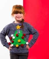 Grijze kerst trui 3d kerstboom voor kinderen