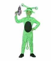 Groen alien kostuum inclusief space gun maat 104