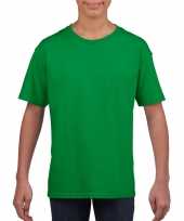 Groen basic t-shirt met ronde hals voor kinderen unisex van katoen
