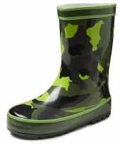 Groene kleuter kinder regenlaarzen met camouflage print