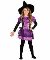 Halloween paars heksenjurkje met strikje voor kinderen