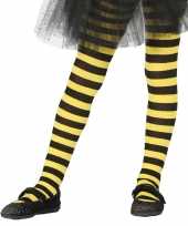 Heksen verkleedaccessoires panty maillot zwart geel voor meisjes