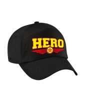 Hero held tekst pet baseball cap zwart voor kinderen