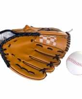 Honkbal handschoen set linkshandig 26 cm met bal 7 cm voor kinderen