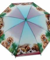 Kinderparaplu honden print paars blauw 70 cm