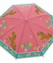 Kinderparaplu paarden print roze blauw 70 cm