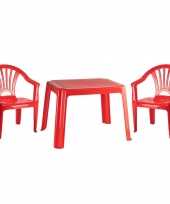 Kunststof kinder meubel set tafel met 2 stoelen rood