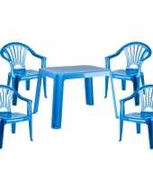 Kunststof kinder meubel set tafel met 4 stoelen blauw