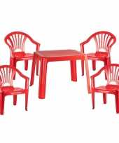Kunststof kinder meubel set tafel met 4 stoelen rood