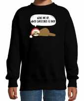 Luiaard kerstsweater outfit wake me up when christmas is over zwart voor kinderen