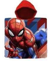 Marvel spiderman badcape poncho met rode capuchon voor kinderen