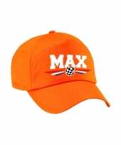 Max auto race supporter pet baseball cap met nederlandse vlag oranje voor kinderen