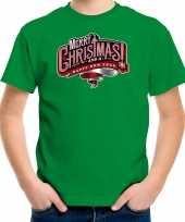 Merry christmas kerstshirt kerst t-shirt groen voor kinderen