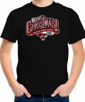 Merry christmas kerstshirt kerst t-shirt zwart voor kinderen