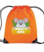 Mighty mike de muis rugtas gymtas oranje voor kinderen