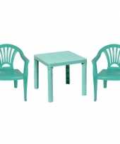 Mintgroene kindermeubels tafel met 2 stoelen