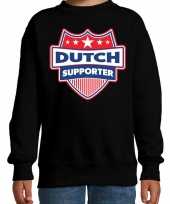 Nederland dutch schild supporter sweater zwart voor kinder
