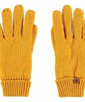 Okergele gebreide handschoenen met fleece voering voor kinderen