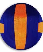 Oranje blauw gestreepte mesh speelgoed bal voor kinderen 23 cm