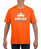 Oranje kingsday met een kroon shirt kinderen