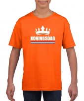 Oranje koningsdag met een kroon shirt kinderen