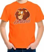 Oranje t-shirt holland nederland supporter met cartoon leeuw ek wk fan voor kinderen