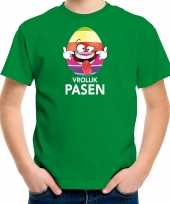 Paasei die tong uitsteekt vrolijk pasen t-shirt groen voor kinderen paas kleding outfit