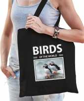 Papegaaiduiker vogel tasje zwart volwassenen en kinderen birds of the world kado boodschappen tas