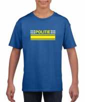 Politie logo t-shirt blauw voor kinderen