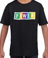 Power fun tekst t-shirt zwart kids
