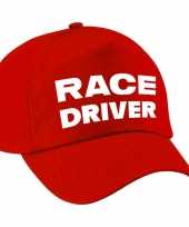 Race driver auto coureur verkleed pet rood voor kinderen