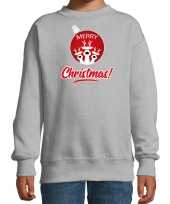 Rendier kerstbal sweater kerst outfit merry christmas grijs voor kinderen