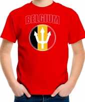 Rood t-shirt belgium met drietand belgie supporter ek wk voor kinderen