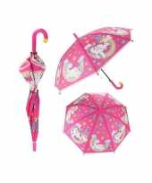 Roze eenhoorn paraplu voor kinderen 80 cm