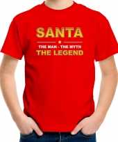 Santa t-shirt the man the myth the legend rood voor kinderen