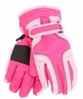 Ski handschoenen voor meisjes waterproof knal roze
