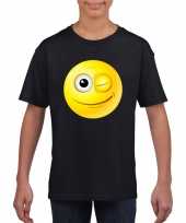 Smiley t-shirt knipoog zwart kinderen