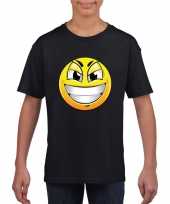 Smiley t-shirt ondeugend zwart kinderen